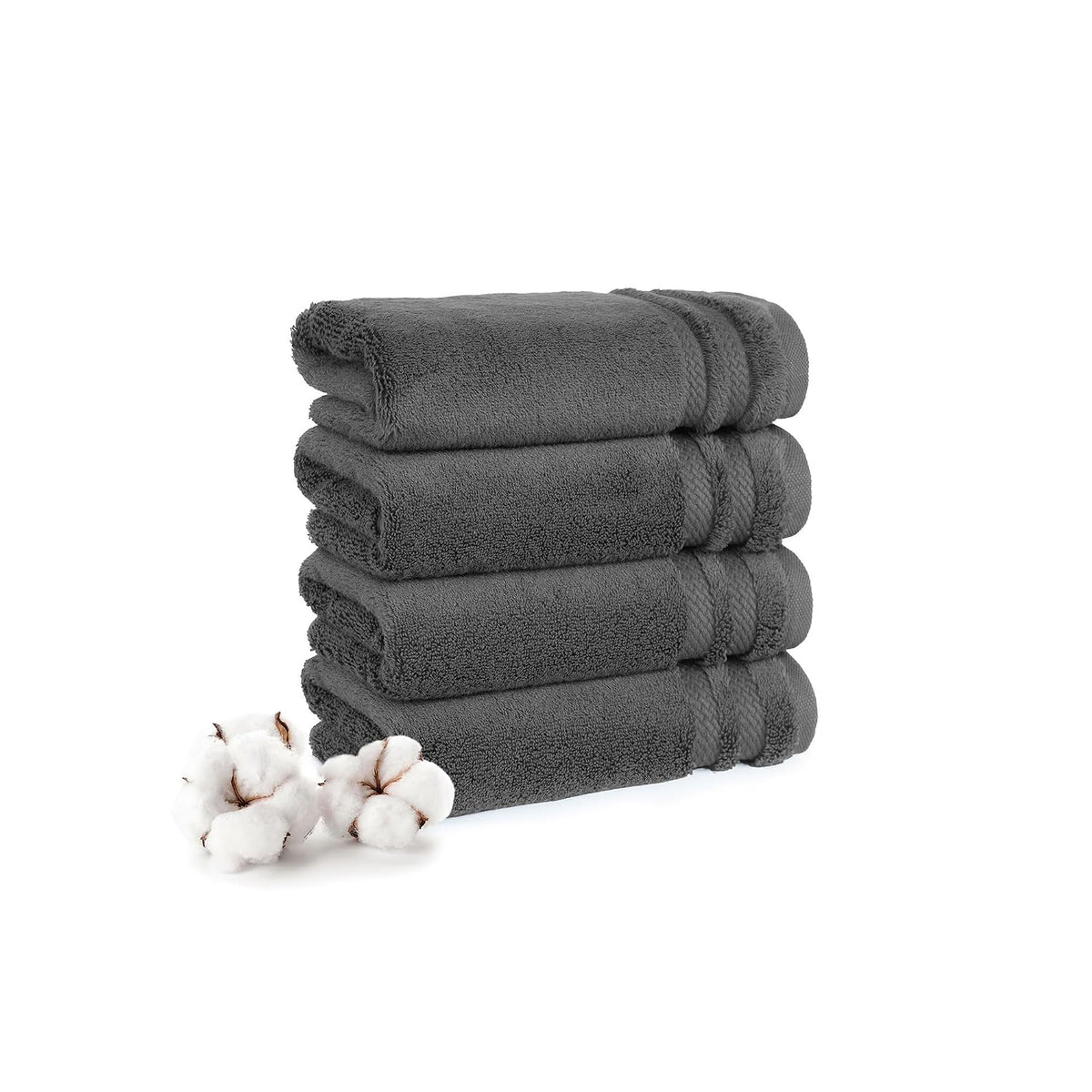 Mytrident Finesse 100% Cotton Hand Towels 800 Gsm (Charcoal) -4 Piece