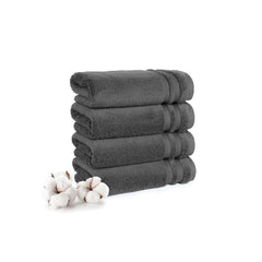 Mytrident Finesse 100% Cotton Hand Towels 800 Gsm (Charcoal) -4 Piece