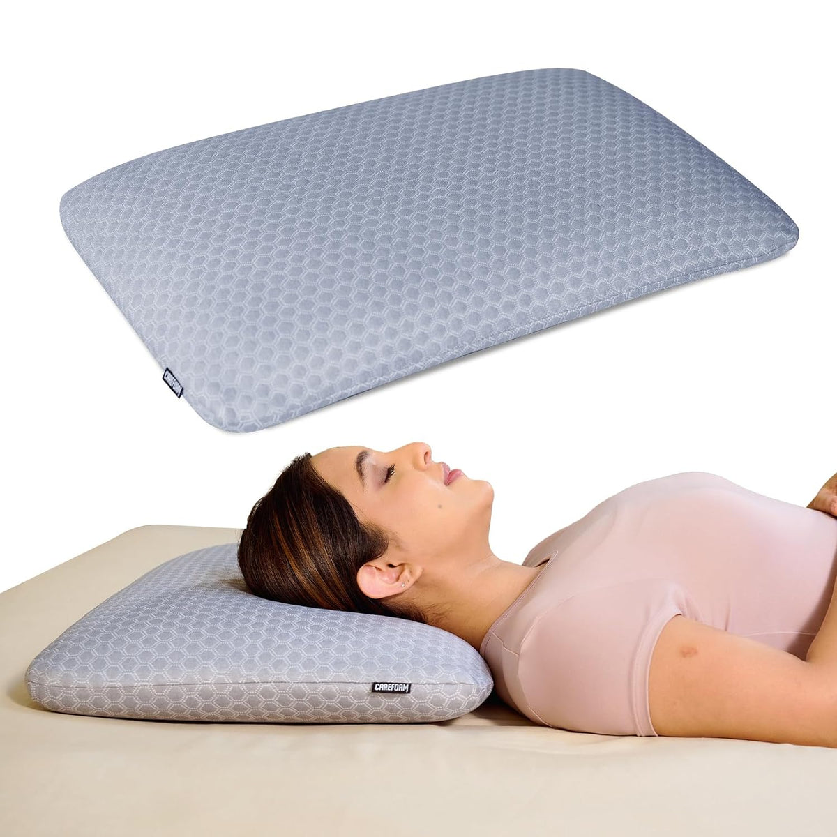 Orthopedic Memory Foam Pillow For Comfortable Sleep, Grey - 24 X 16 X 4 Inch | For Neck & Shoulder Pain Relief With Removable Zipper Grey Jacquard Cover | Back, Stomach Sleepers - Pack Of 1