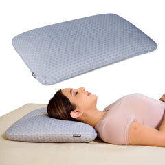 Orthopedic Memory Foam Pillow For Comfortable Sleep, Grey - 24 X 16 X 4 Inch | For Neck & Shoulder Pain Relief With Removable Zipper Grey Jacquard Cover | Back, Stomach Sleepers - Pack Of 1
