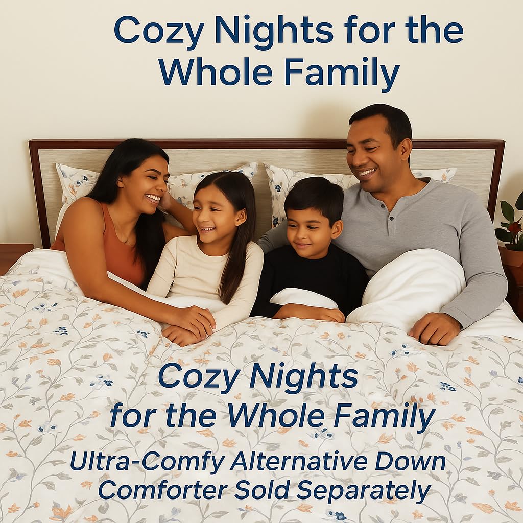 Printed King Size Bedsheet With 2 Pillow Cover - 108 X 108 Inches, White & Peach | Hotel Luxury Bedding Wrinkle Free | Ultra Durable & Easy Care