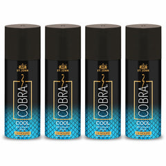 St. john Cobra Cool Deodorant Body Spray 600ml 20.2 Fl.oz. Pack Of 4 | Perfect Gift Set For Husband & Wife | Long Lasting Fragrance