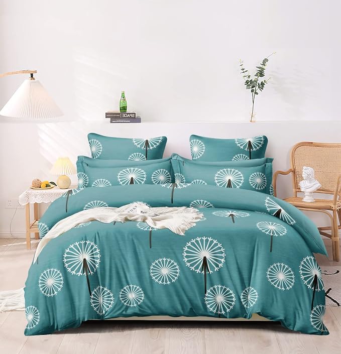 Cotton Bedsheet Super King Size Floral Print Bedsheet With 2 Pillow Covers - Size 108 X 108 Inch, Blue | 210 TC King Size Bedsheet