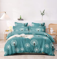 Cotton Bedsheet Super King Size Floral Print Bedsheet With 2 Pillow Covers - Size 108 X 108 Inch, Blue | 210 TC King Size Bedsheet