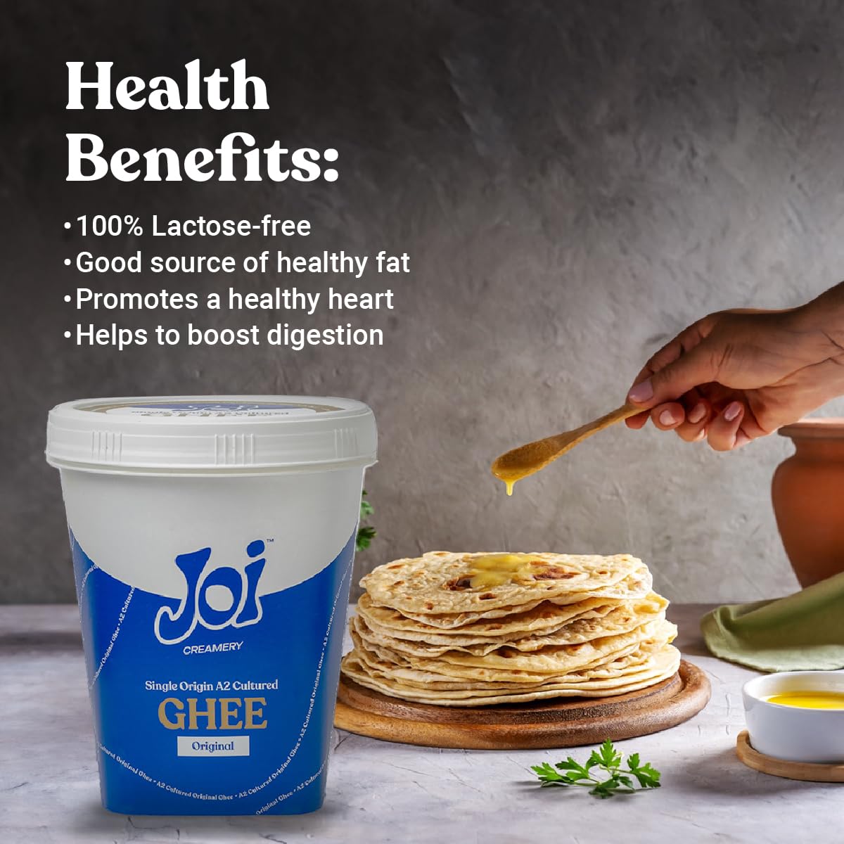 100% Pure Cultured Original A2 Cow Desi Ghee By Joi | Good Source Of Protein Fiber Healthy Desi Ghee Perfect For Cooking | (1 Litre) 33.8 Ounce | Plastic Jar