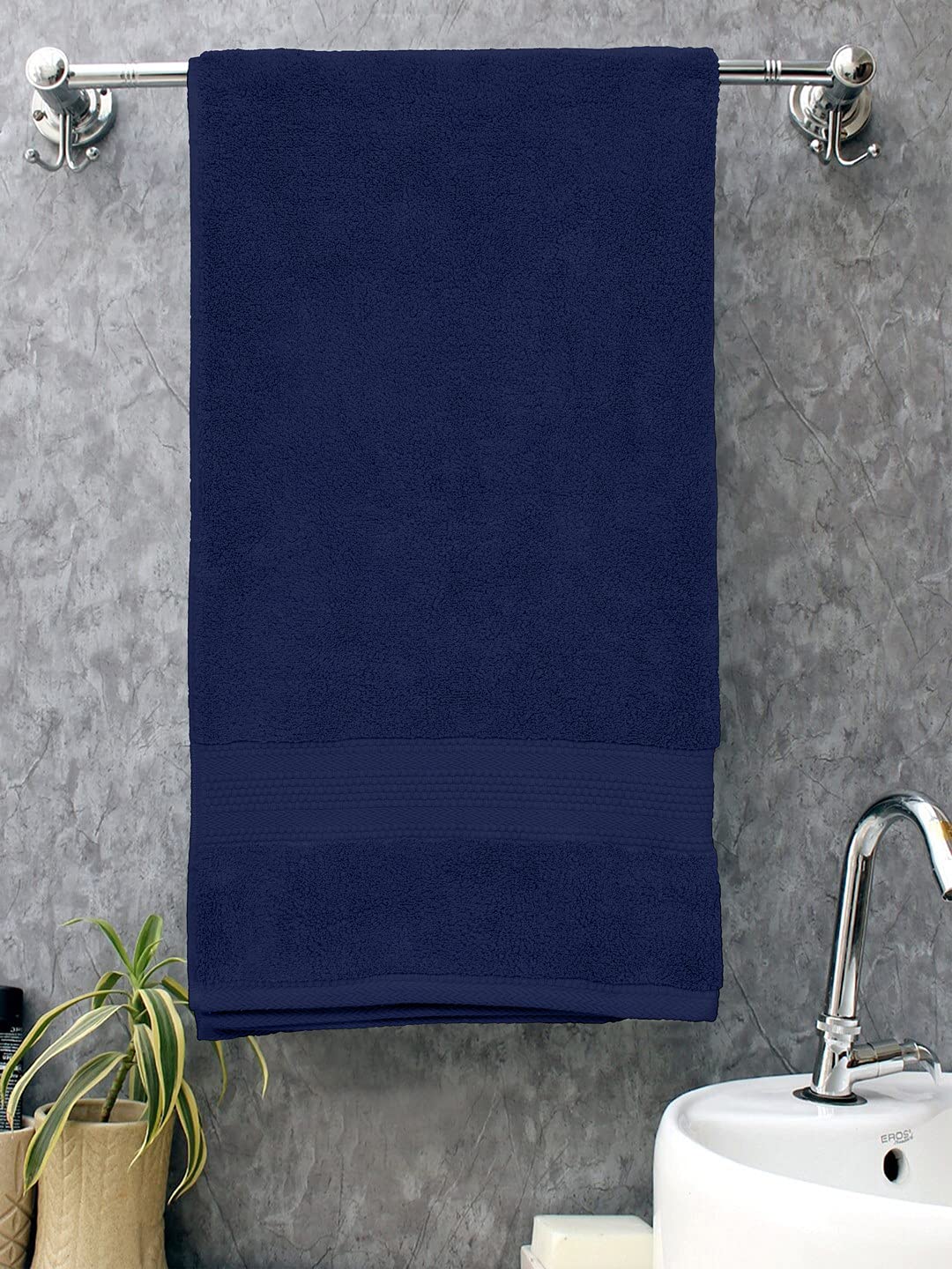 Bombay Dyeing Super Ultrx Zero Twist Plain Dyed Cotton Bath Towel 650 Gsm (Navy)