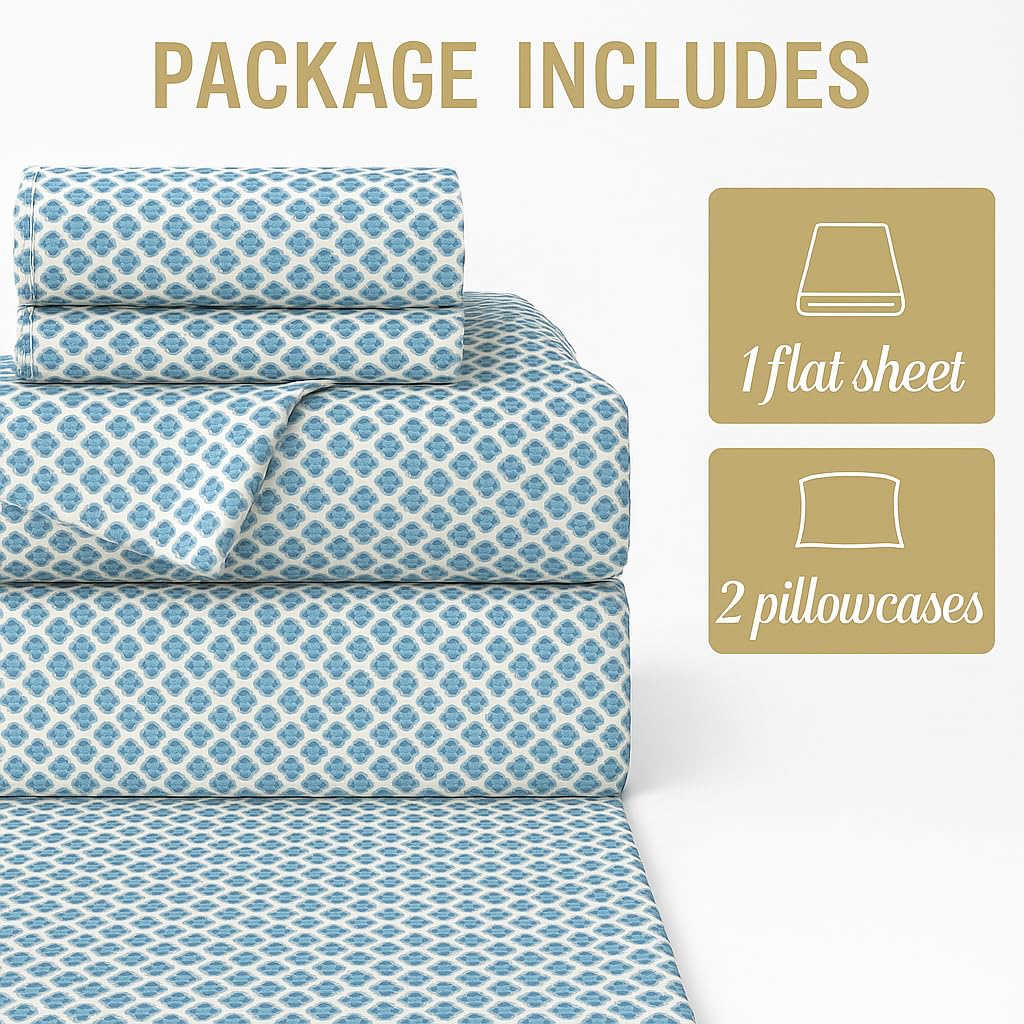 Double Bedsheet With 2 Pillow Covers - 90 X 100 Inches, Sky Blue | Soft, Breathable & Skin-Friendly Bedding For Daily Use