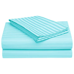 Satin Stripes King Size Cotton Bedsheet With 2 Pillow Covers - 108 X 108 Inches, Sky Blue | Perfect For Home Decor, Guest House | Ideal For All Seasons