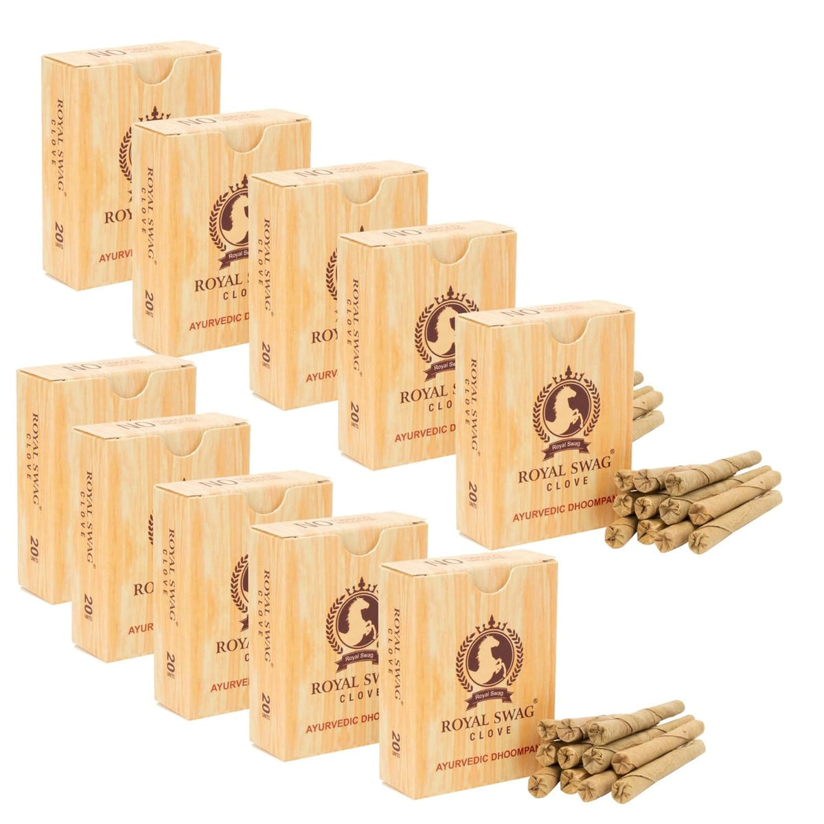 Royal Swag Ayurvedic Herbal Bidi For Smoking 100% Tobacco-Free, Nicotine-Free (Pack Of 200 Sticks) Herbal Smokes (Made With Aurvedic Herbs)  | Made With 100% Natural Ingrediens Like Clove And Tulsi (Smoking Cessation)