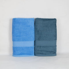 Rangoli 100% Cotton Fibre Bath Towel 1000 Gsm | Highly Durable & Super Absorbent Towel | Skin-Friendly & Quick Drying Luxury Towels (Sky Blue & Blue) - Pack Of 2