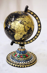 World Globe With Printed Cylindrical Stand For Home Decor & Showpiece, Office Decor, Birthday Gift & Studio Decoration (Black, 4 X 4 X 9) Pack Of 1