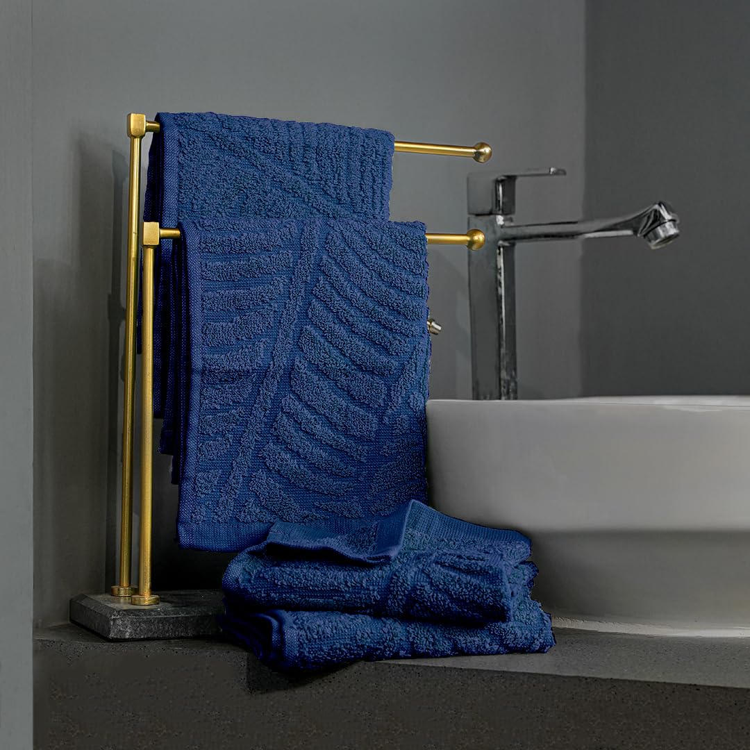 Musa Banana Face Towels 400 Gsm | Terry Face Towel With Free Bag | Super Soft & Ultra Absorbent Towels For Facewash (Midnight Blue)- Set Of 4