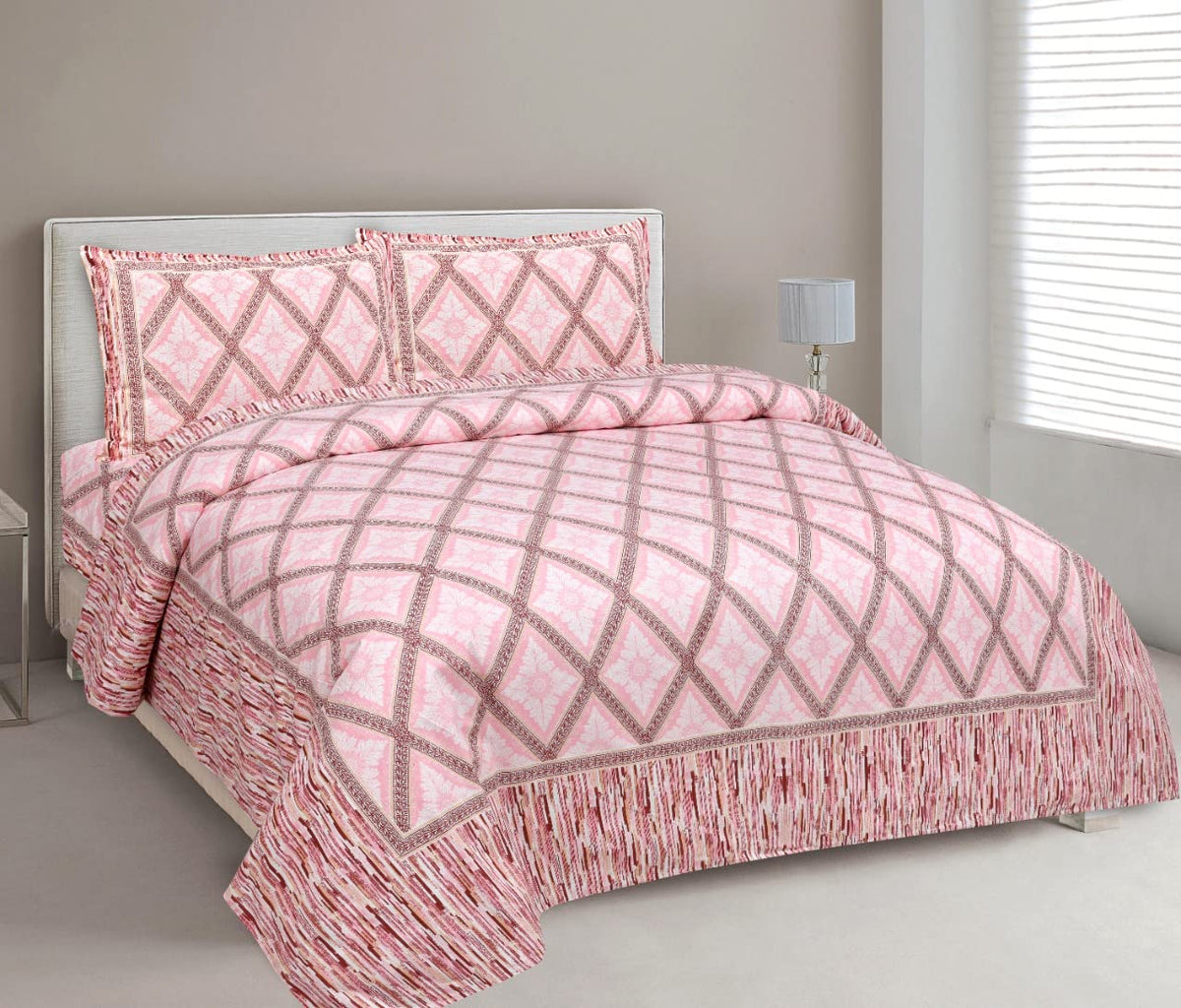 Jaipuri Bedsheet King Size With 2 Pillow Covers - 90 X 108 Inches, Orchid Pink | Luxurious Comfort & Breathability | Super Soft Breathable & Wrinkle Free