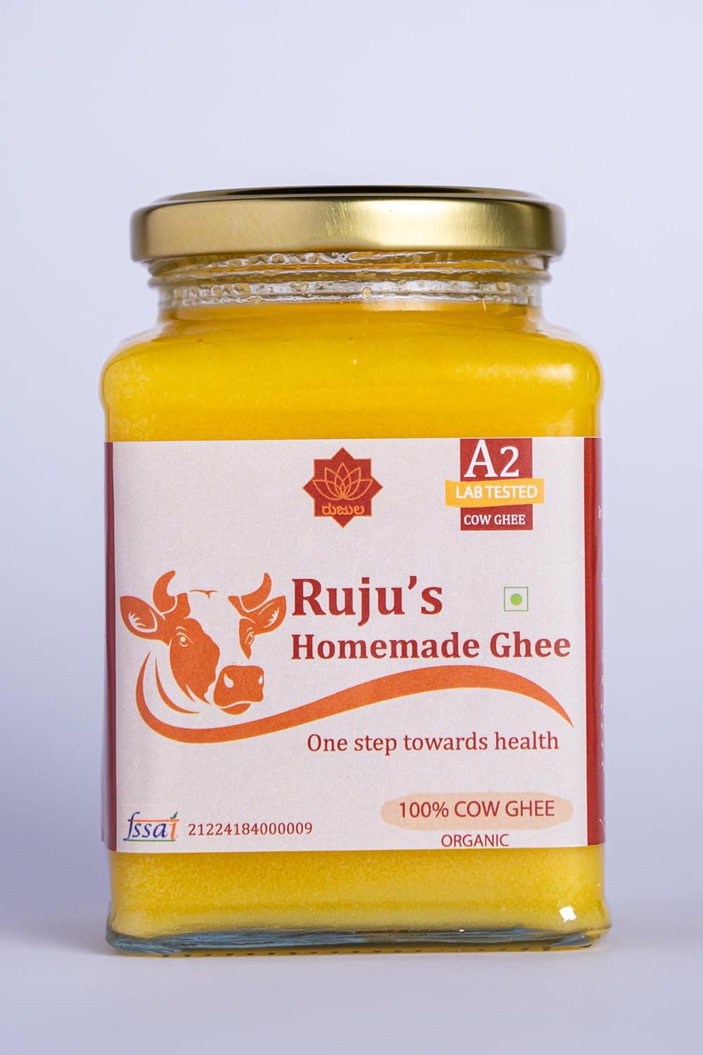 Organic A2 Homemade Ghee By Ruju'S | Rich In Protein Fiber Healthy Desi Ghee Good For Strength | (250ml) 8.4 Ounce | Jar Pack