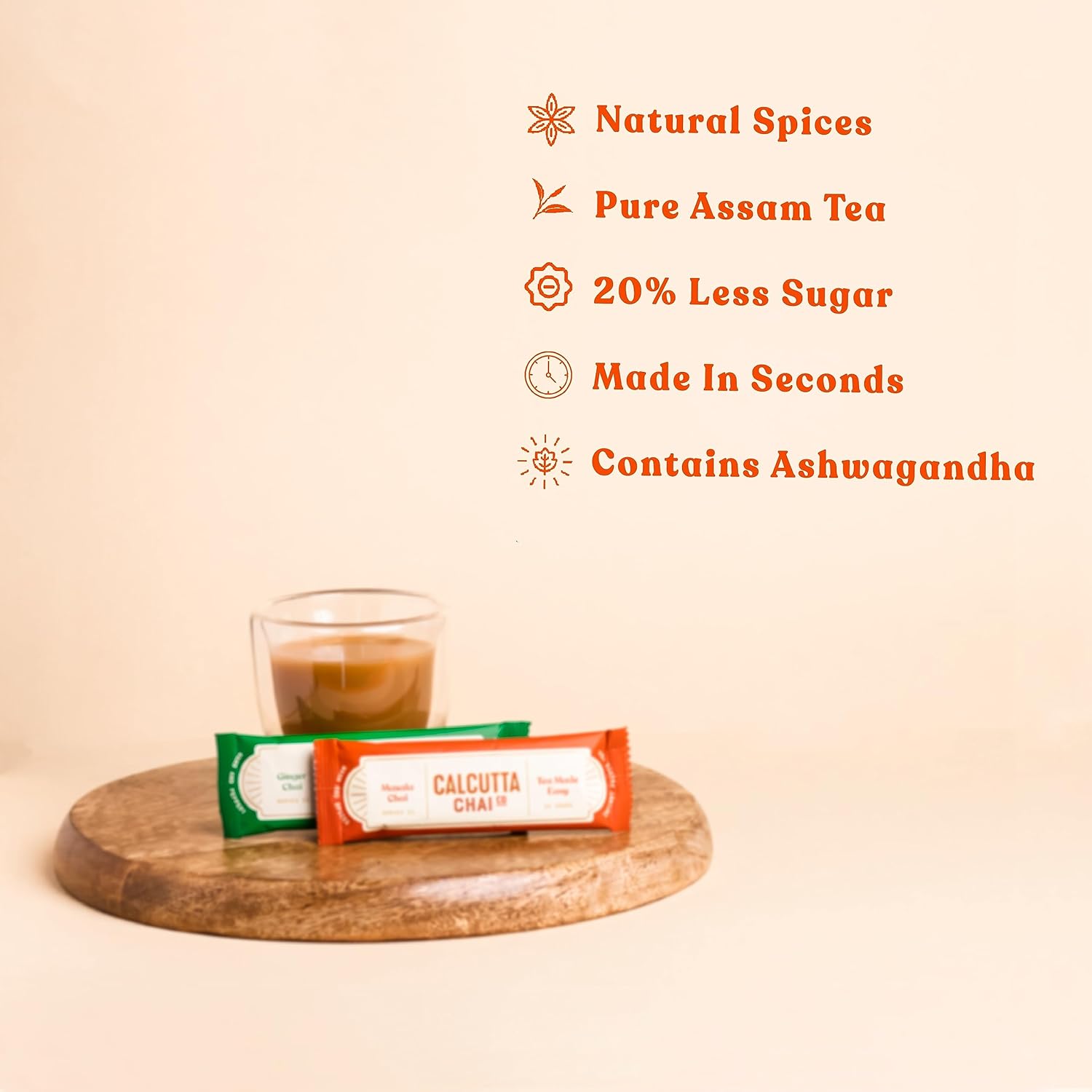 Calcutta Chai Co Instant Tea Premix Masala Chai + Ginger Chai - Pack Of 2 X 210gm, 7.4 Ounce Each, 30 Sachets | Premixed With Milk Solids & Sugar - Just Add Hot Water | High Caffeine