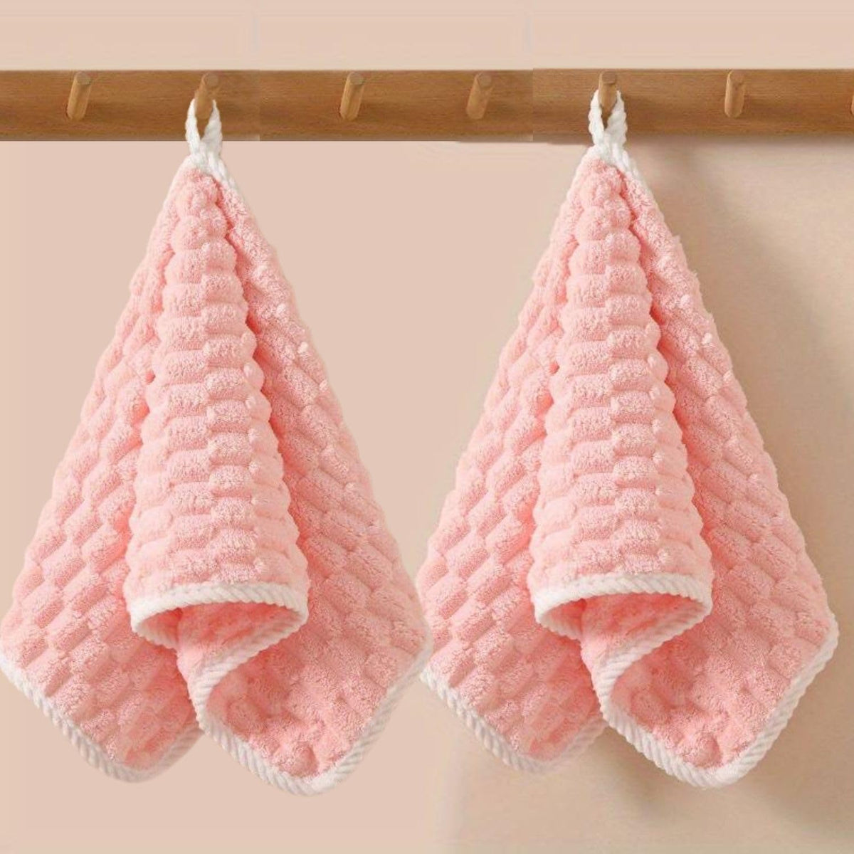 Linear Microfiber Hand Towels Small Size 300 Gsm | Face Towel For Men, Women & Babies Ultra Soft Absorbent, Quick Dry Towels | Pack Of 2 (Pink)