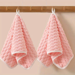 Linear Microfiber Hand Towels Small Size 300 Gsm | Face Towel For Men, Women & Babies Ultra Soft Absorbent, Quick Dry Towels | Pack Of 2 (Pink)