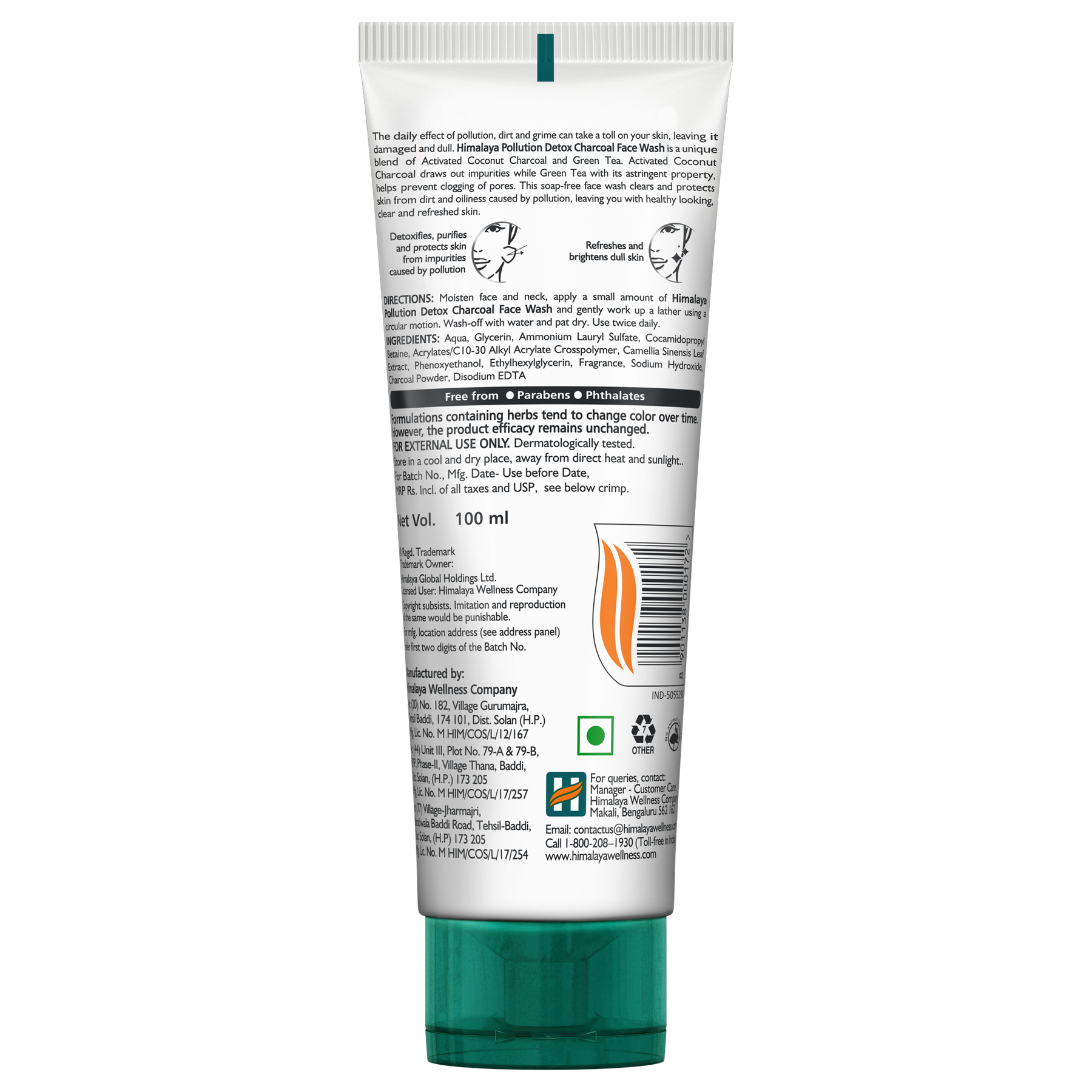 Himalaya Pollution Detox Charcoal Face Wash, Detoxifies & Purifies Skin | 100ml