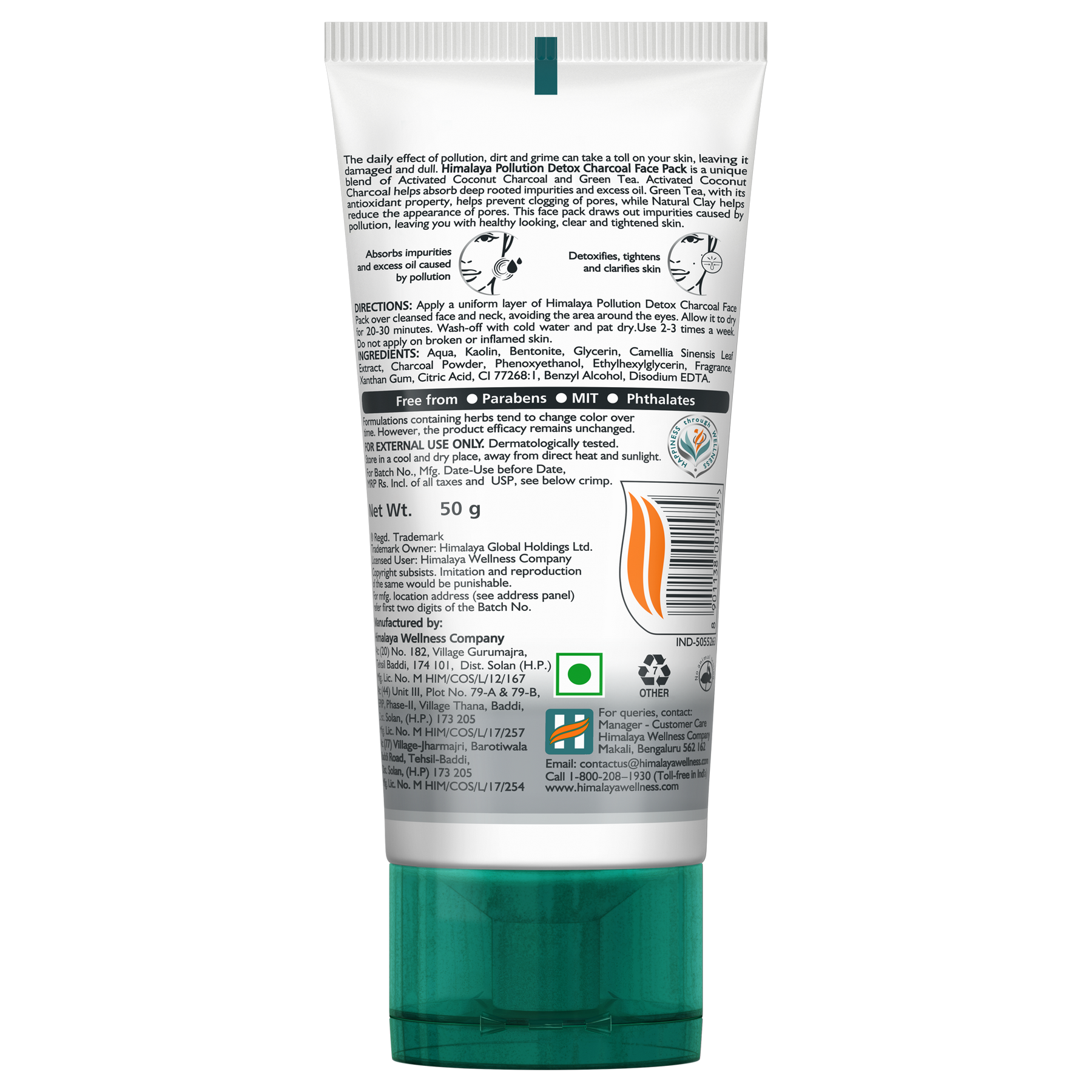 Himalaya Pollution Detox Charcoal Face Pack, Helps Absorb Impurities & Excess Oil Caused By Pollution  | 50gm