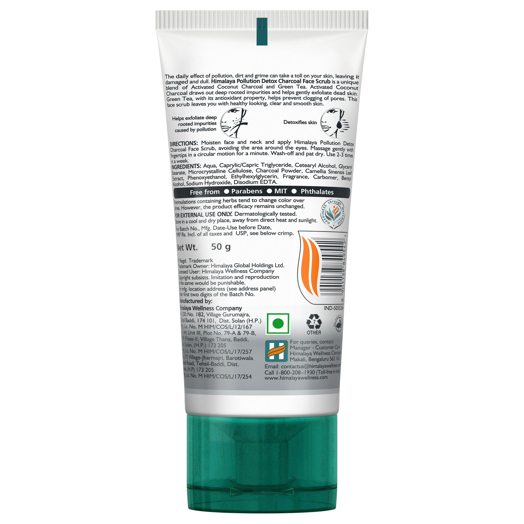Himalaya Pollution Detox Charcoal Face Scrub, Exfoliates Impurities & Detoxifies Skin | 50gm