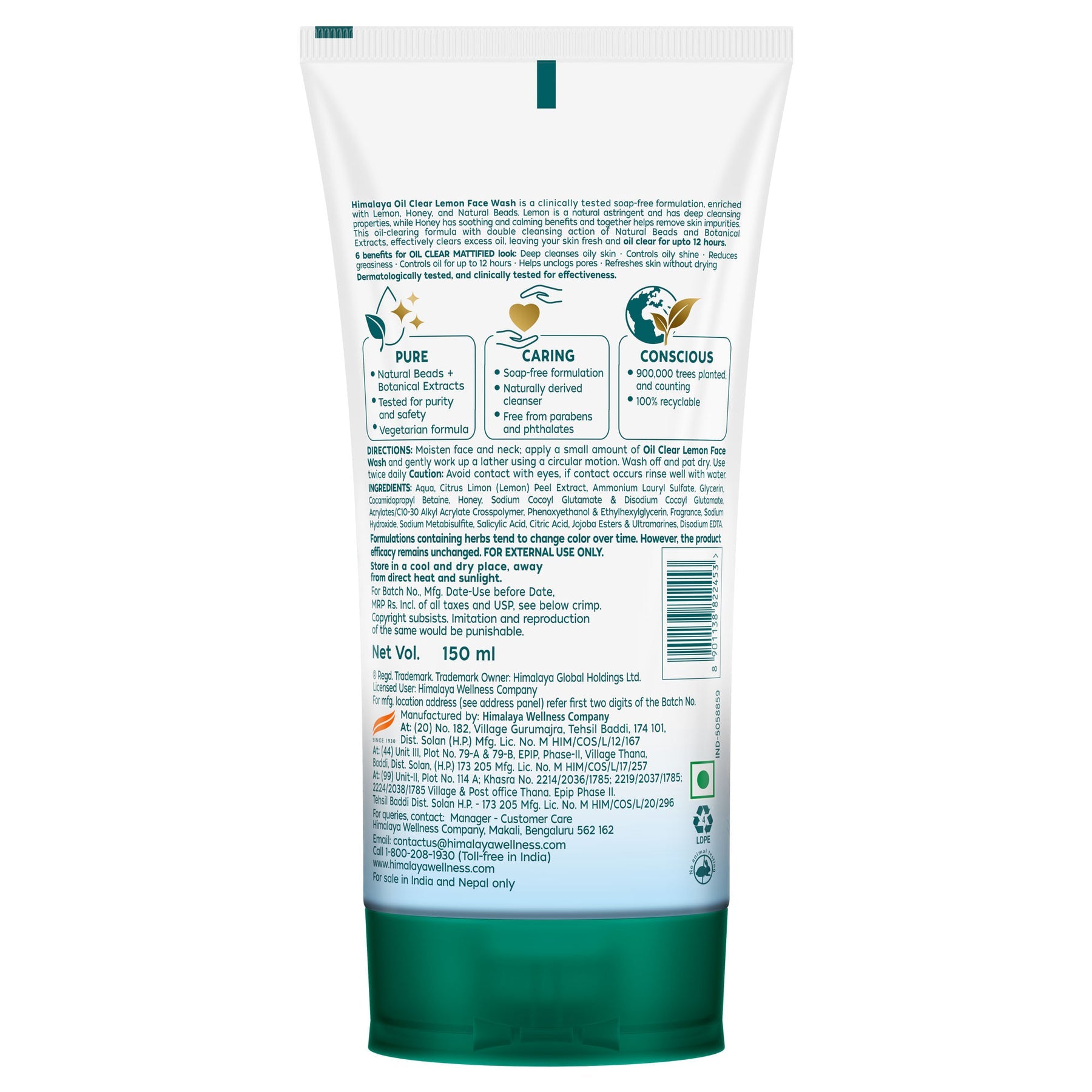 Himalaya Oil Clear Lemon Face Wash, Oil-Free Fresh Look For Up To 12 Hours | 150ml