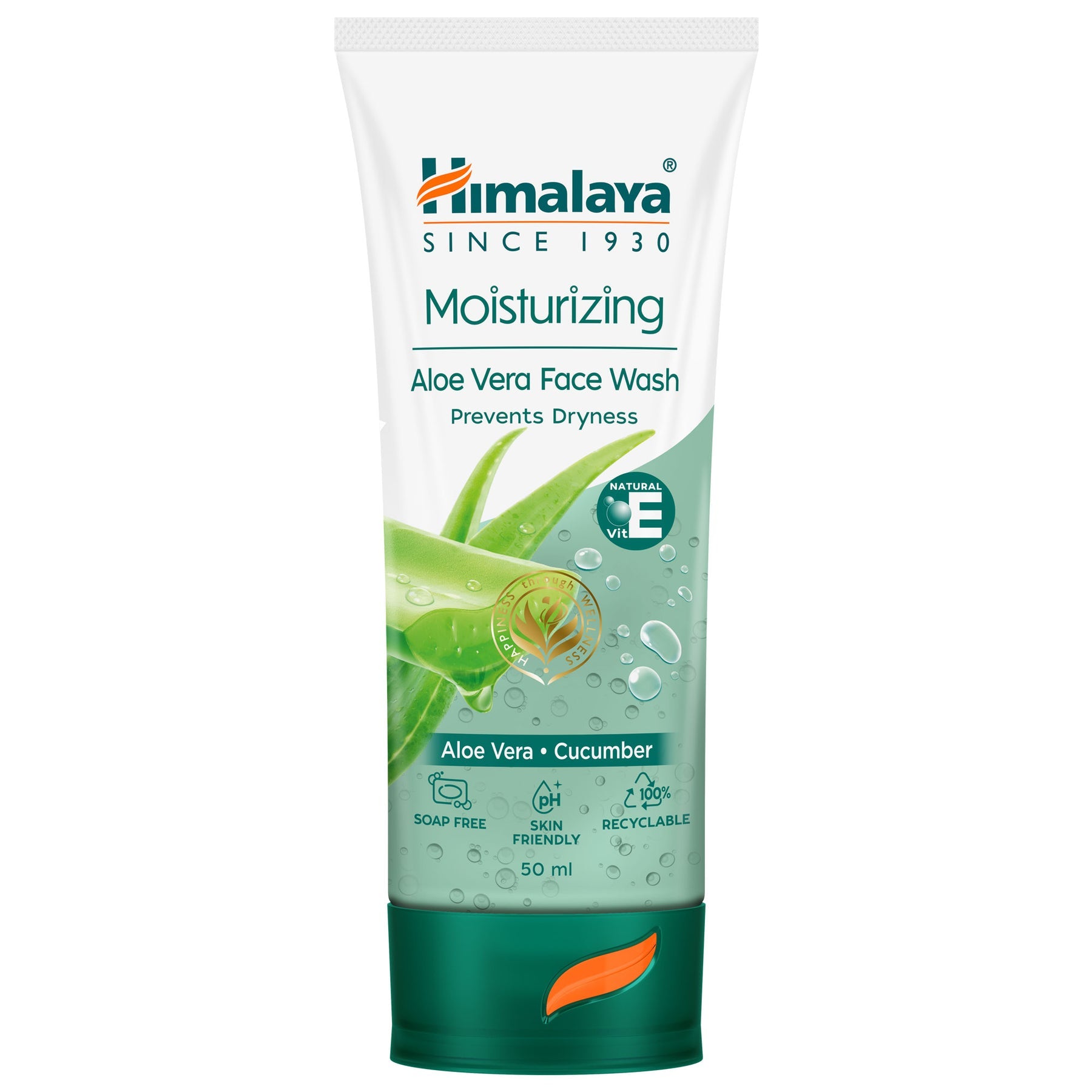 Himalaya Moisturizing Aloe Vera Face Wash, With Natural Vitamin E & Plant-Based Skin Conditioners | 50ml