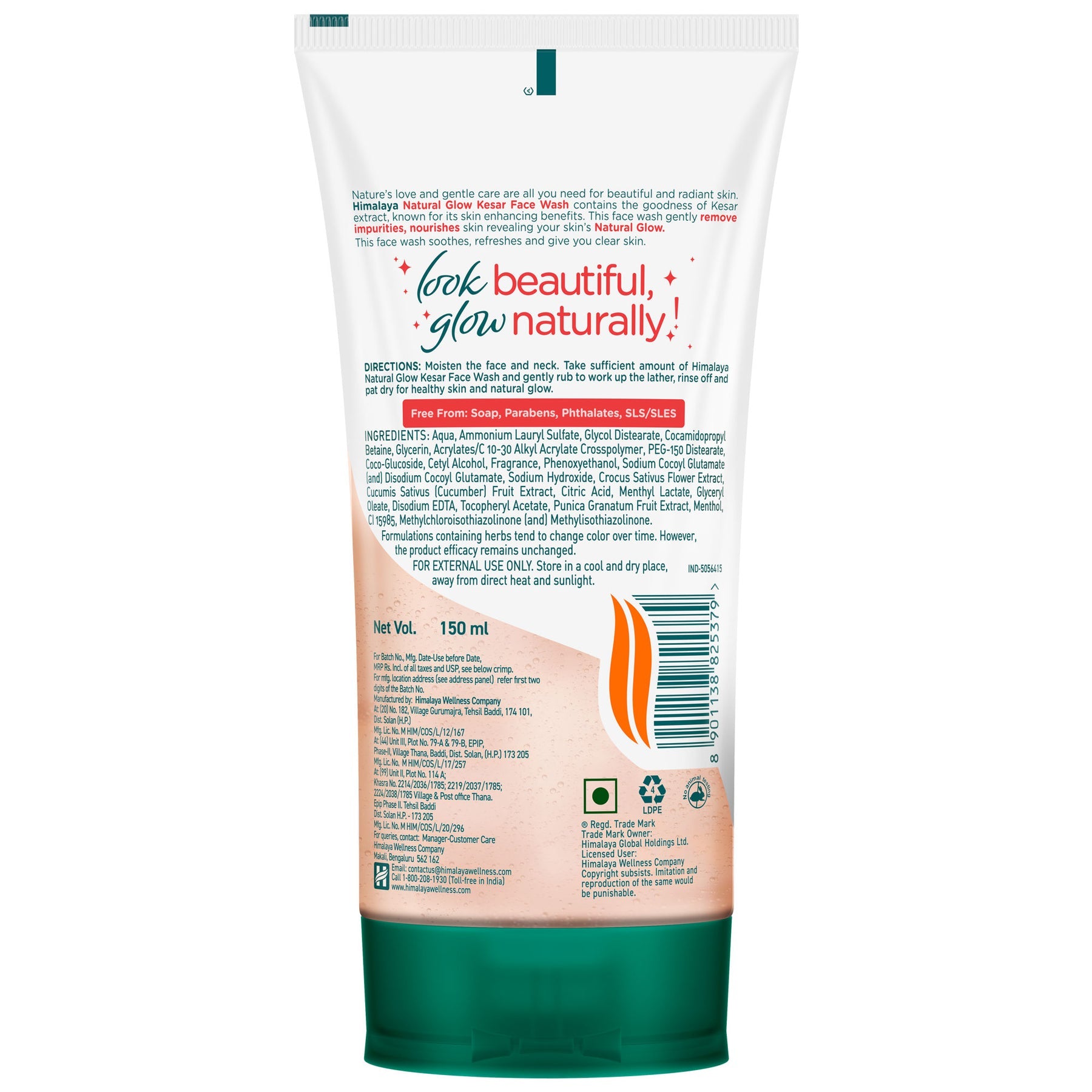 Himalaya Natural Glow Kesar Face Wash, Gently Removes Impurities, Nourishes Skin | 150ml