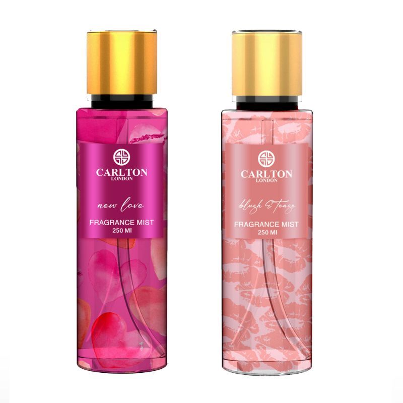 CARLTON LONDON PERFUME WOMEN NEW LOVE AND BLUSH & TEASE BODY MIST COMBO 250ML 8.4 FL.OZ. EACH PACK OF 2