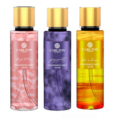 CARLTON LONDON PERFUME WOMEN JUICY SECRETS, BLUSH AND TEASE & LIKE A DREAM BODY MIST 250ML 8.4 FL.OZ. EACH  SET OF 3