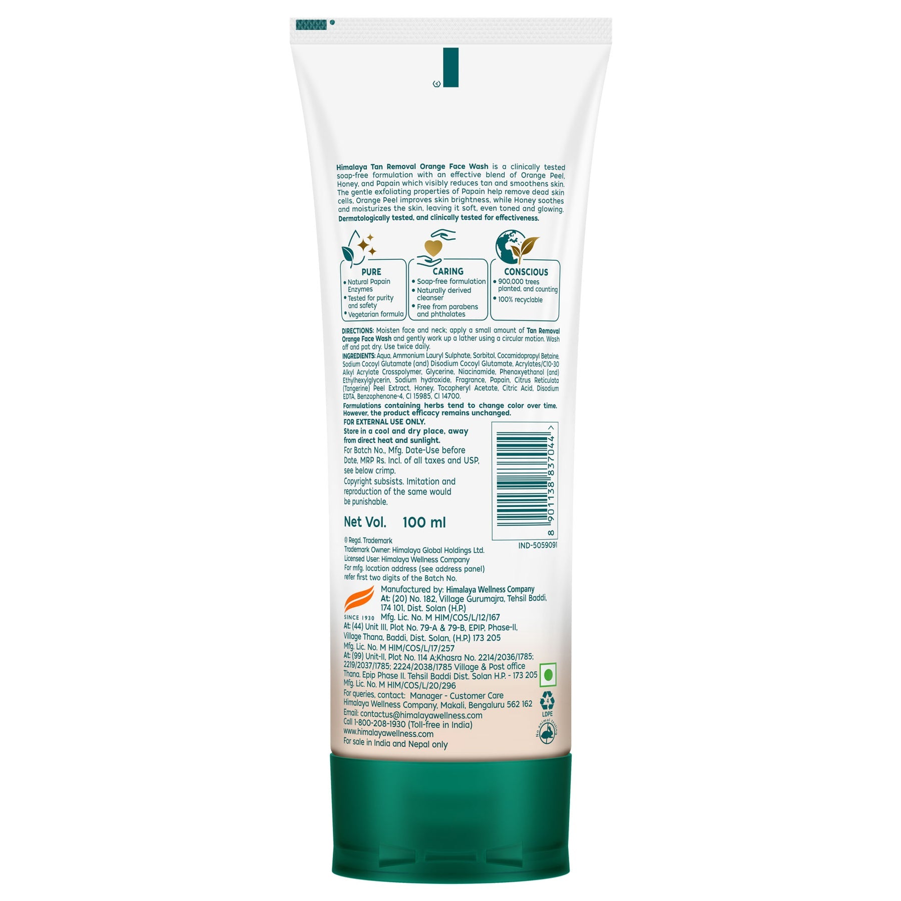 Himalaya Tan Removal Orange Face Wash, Visibly Reduces Tan & Helps Make Skin Smooth | 100ml