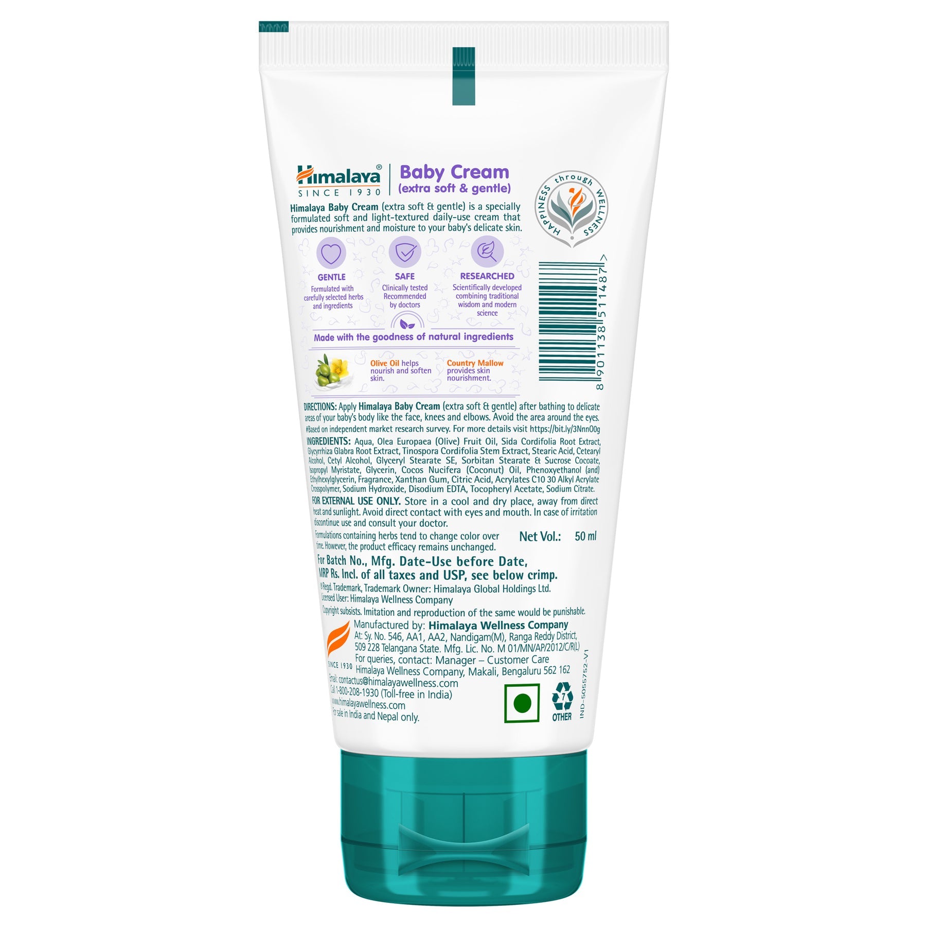 Himalaya Baby Cream, Specially Formulated To Protect Your Little One's Chapped Cheeks | 50ml