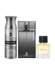 Ajmal Kuro Edp 90ml 3 Fl.oz. Aromatic Spicy Perfume + Silver Shade Homme Deodrant 200ml 6.7 Fl.oz.  + Prose Eau De Parfum 50ml 1.6 Fl.oz. For Men