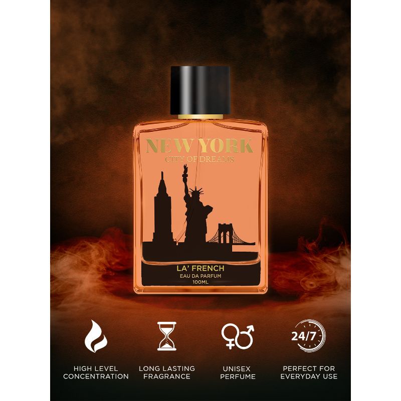 La French New York City Of Dream Eau De Parfum 100ml 3.4 Fl.oz. | Long Lasting & Unisex Fragrance