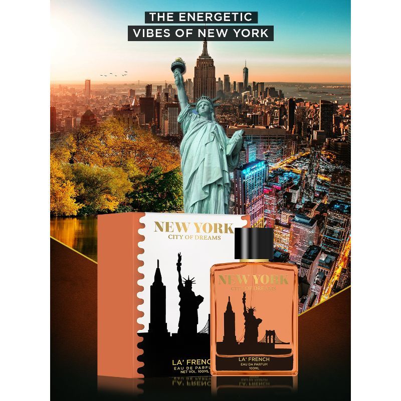 La French New York City Of Dream Eau De Parfum 100ml 3.4 Fl.oz. | Long Lasting & Unisex Fragrance