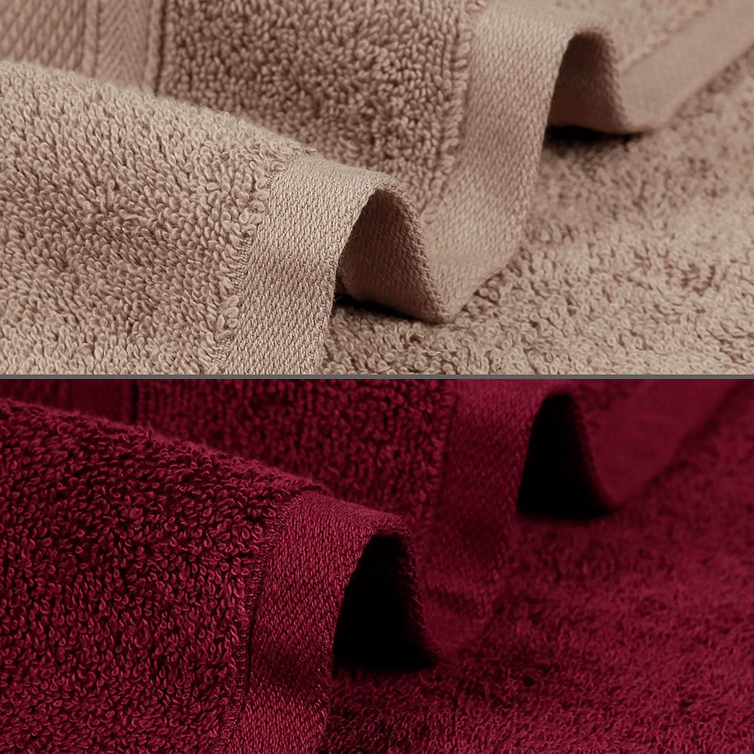 Mytrident Soft Comfort Air Rich 100% Cotton Bath Towel 1000 Gsm | Highly Absorbent Towels For Men & Women Bath Towel (Acorn & Wine Red) - 2 Pcs