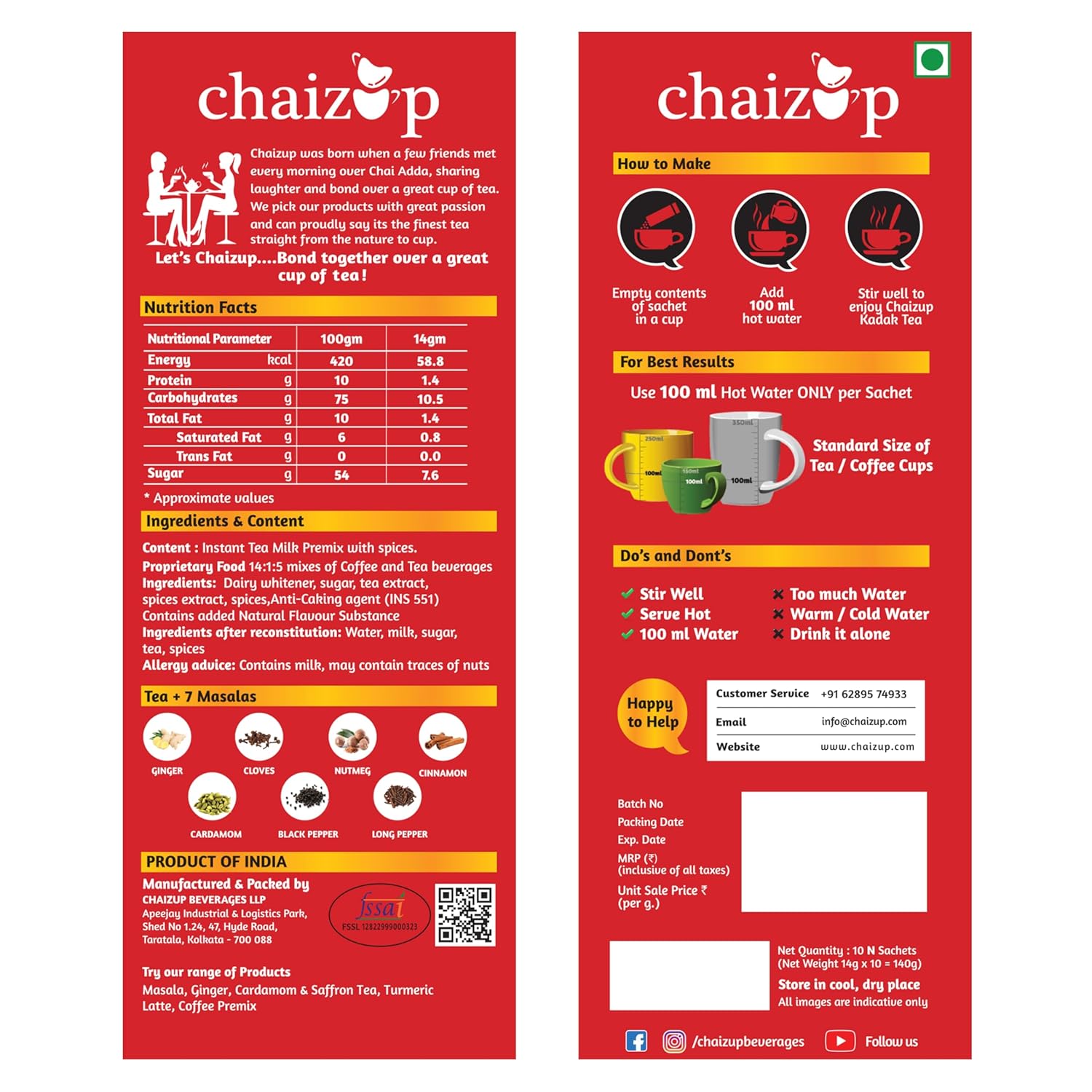 Chaizup Premium 1 Min Instant Assorted Tea Pack - 30 Sachets | Cardamom + Masala + Ginger Flavors - 3 Packs, 10 Flavors Each | Just Add Hot Water - Low Caffeine Home Like Tea