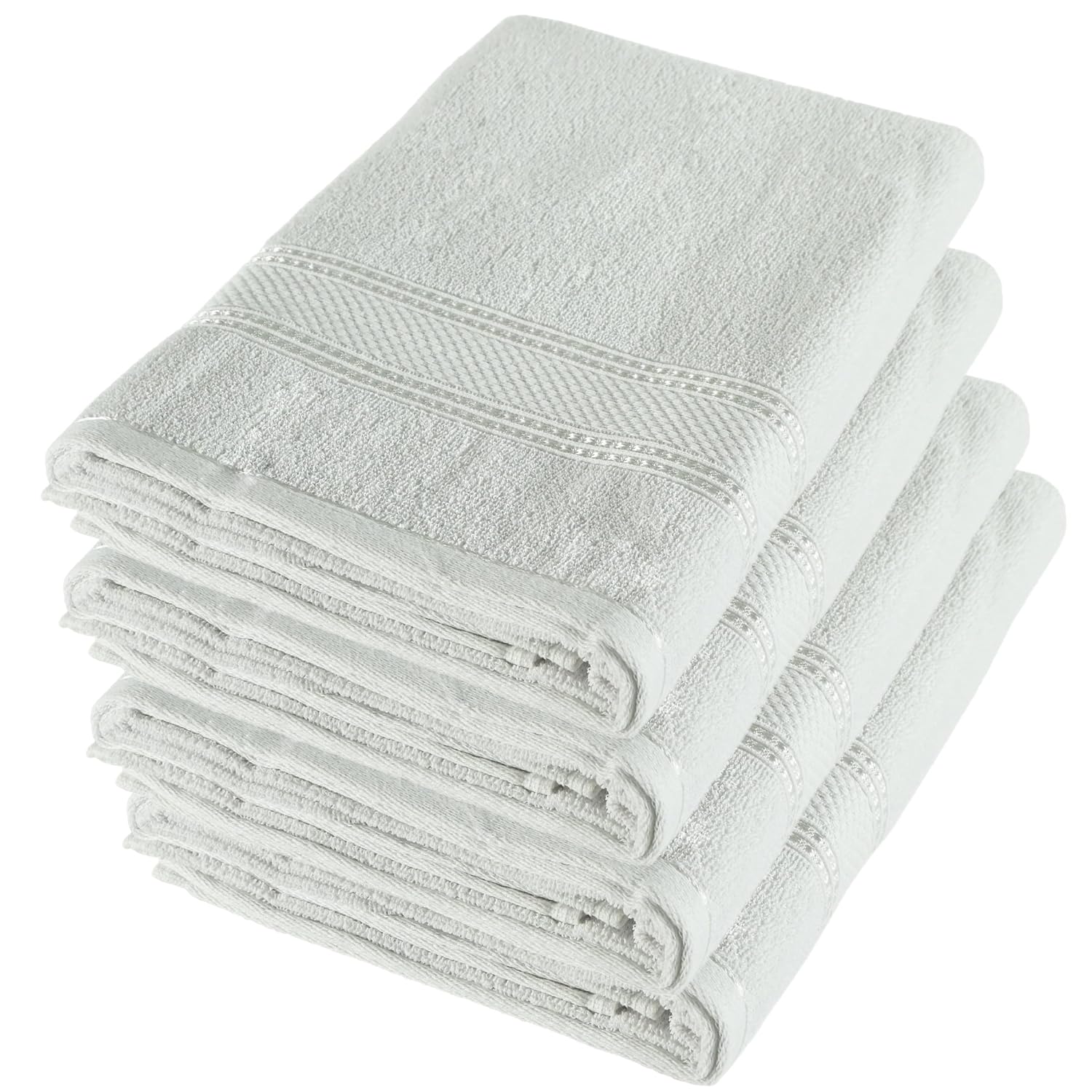 Ayus Luxury Hotel Collection (Finesse) 100% Cotton Bath Towel 2000 Gsm | Highly Absorbent, Bathroom Towels, Super Soft, Bath Towel (Plush White) - 4 Piece