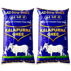 Organic Natural A2 Desi Cow Ghee By Kalapurna Ghee | Delicious & Nutritious Healthy Desi Cow Ghee For Protact Eyesight | 2 Litre (1 Litr * 2) 67.6 Ounce | Pouch Pack