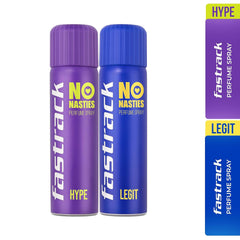 Fastrack No Nasties Hype + Legit Deodorant Perfume Spray 135ml 4.5 Fl.oz. Each Pack Of 2 | Unisex Fragrance