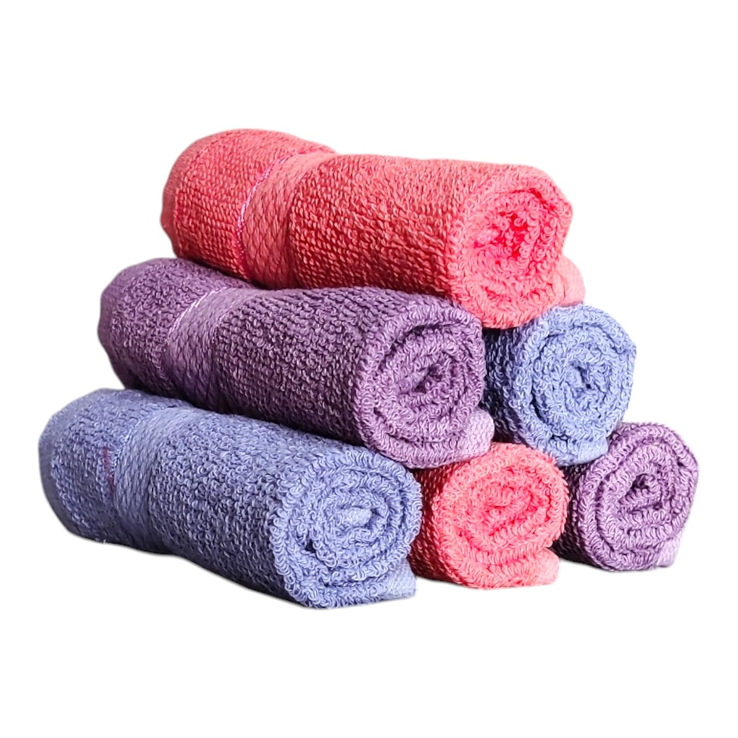 Caslino Small Cotton Face Towels 2000 Gsm | Soft & Absorbent Towel For Women & Men - Blue, Pink & Purple (Set Of 24)