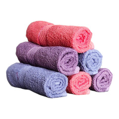 Caslino Small Cotton Face Towels 2000 Gsm | Soft & Absorbent Towel For Women & Men - Blue, Pink & Purple (Set Of 24)