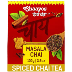 Chaayos Desi Masala Chai - 100gm, 3.5 Ounce, 50 Cups | 100% Natural Ingredients Spiced Chai Tea - Relieves Stress, Boosts Immunity | Medium Caffeine Loose Leaf Tea - Premium Chai Patti