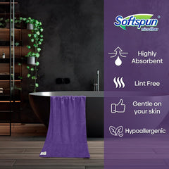 Softspun Microfiber Hair & Face Care Bath Towel 221 Gsm | Ultra Absorbent Super Soft & Comfortable Quick Drying For Men & Women Daily Use Large Size Towel (Purple)