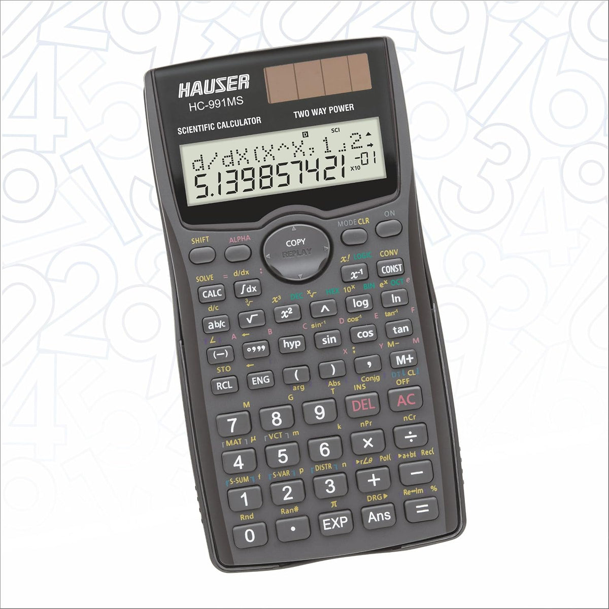 Hauser HC-991 MS Scientific Calculator | 401 Functions With 40 Scientific Calculations | Two Line Display | Data Editor, Statistics & Standard Deviations