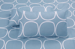 1 Fitted Single Bedsheet Cotton With 1 Pillow Cover - 36 X 78 Inches, Blue | Elegant Printed Bedding Set For Daily Use | 144 Thread Count