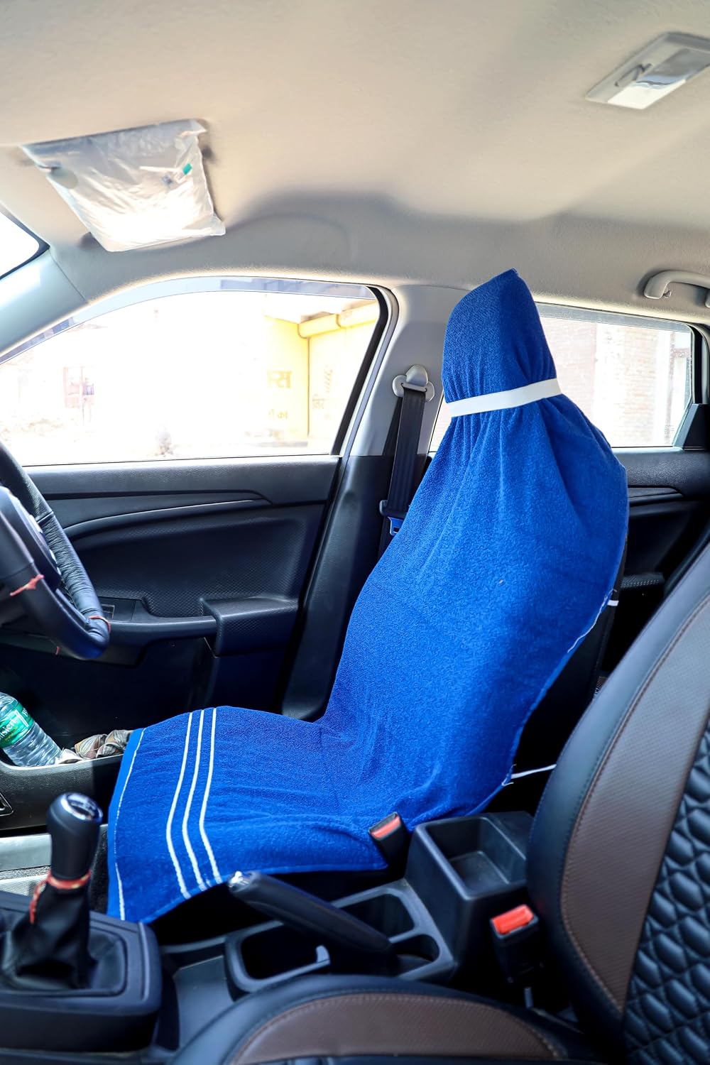 Roman Home Solid Large Luxury All Car Seats & All Office Chair Towel With Tie Knot & Elistick 450 Gsm - (Blue)