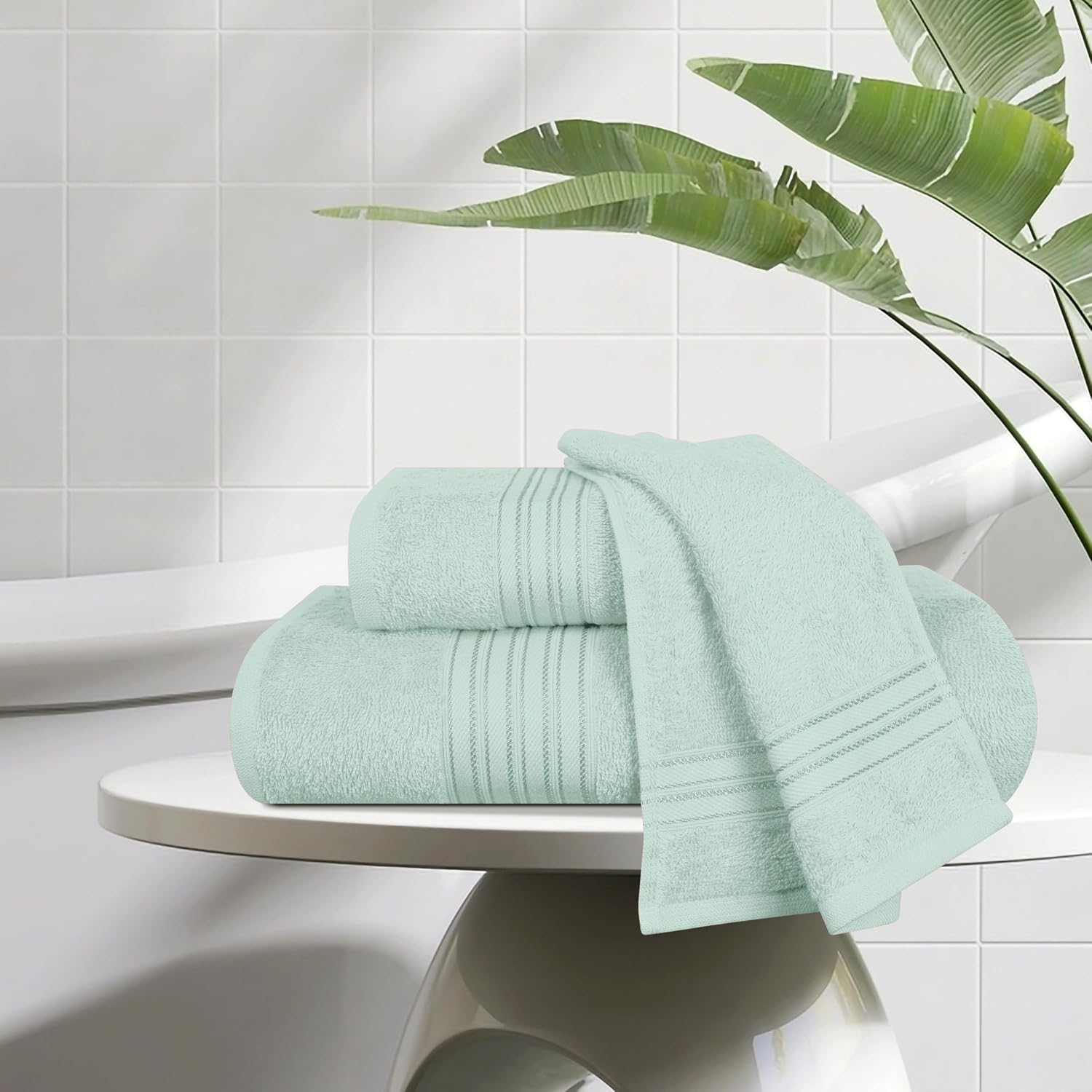 Boutiquo 100% Cotton Bath, Hand & Face Towel 900 Gsm | Eco-Friendly Towels For Men & Women, Ultra Soft & Highly Absorbent - Sea Green (Pack Of 3)