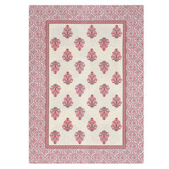 Soft Cotton Single Size Bedsheet With 1 Pillow Cover - 60 X 90 Inches, Cream & Red | Durable For Everyday Use - All Season Comfort