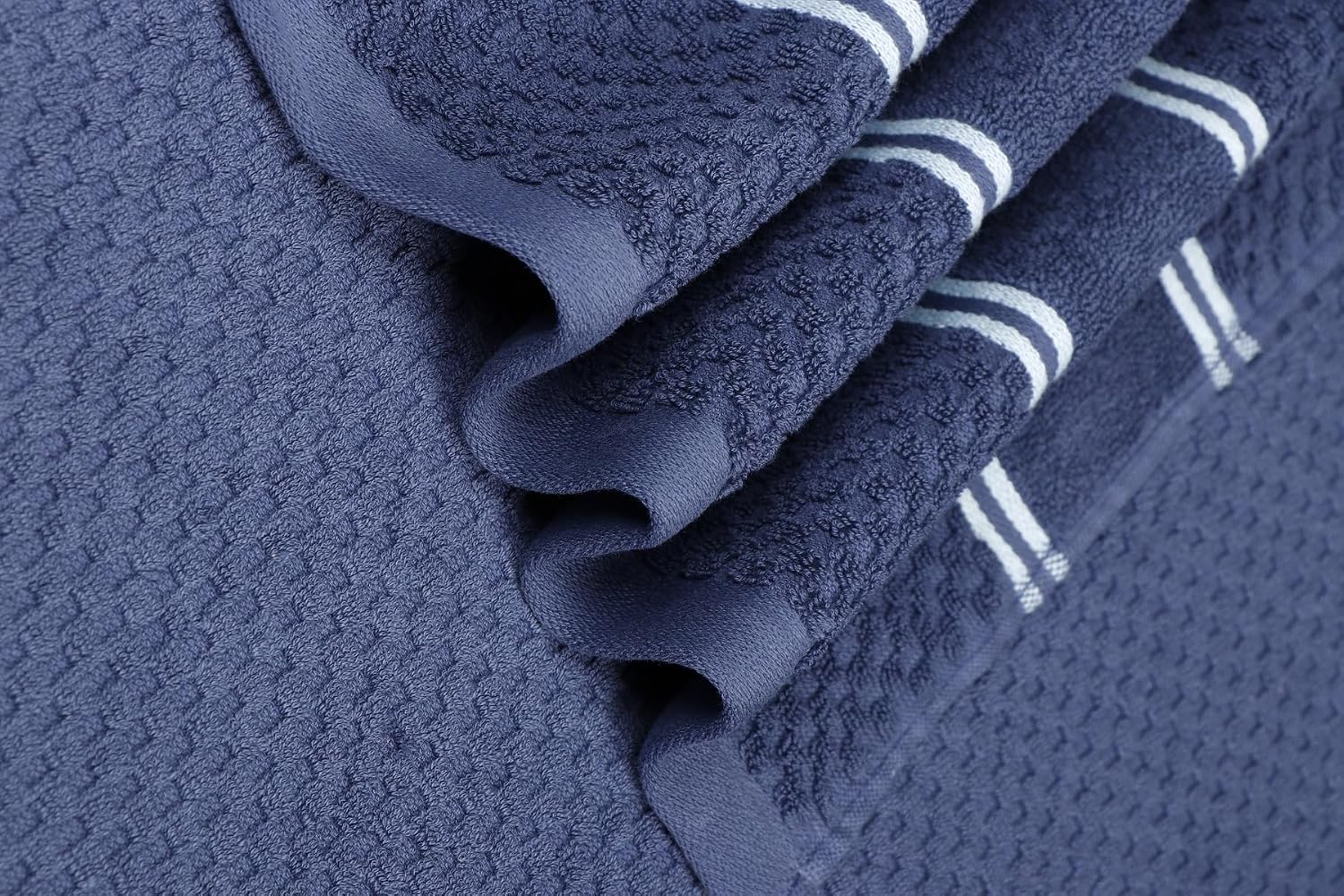 Vivan Homes 100% Cotton Bath, Hand & Face Towel 900 Gsm | Soft & Absorbent Ultra Soft & Quick Dry Bath Towels For Men Women Towel Set - Blue (Set Of 3)