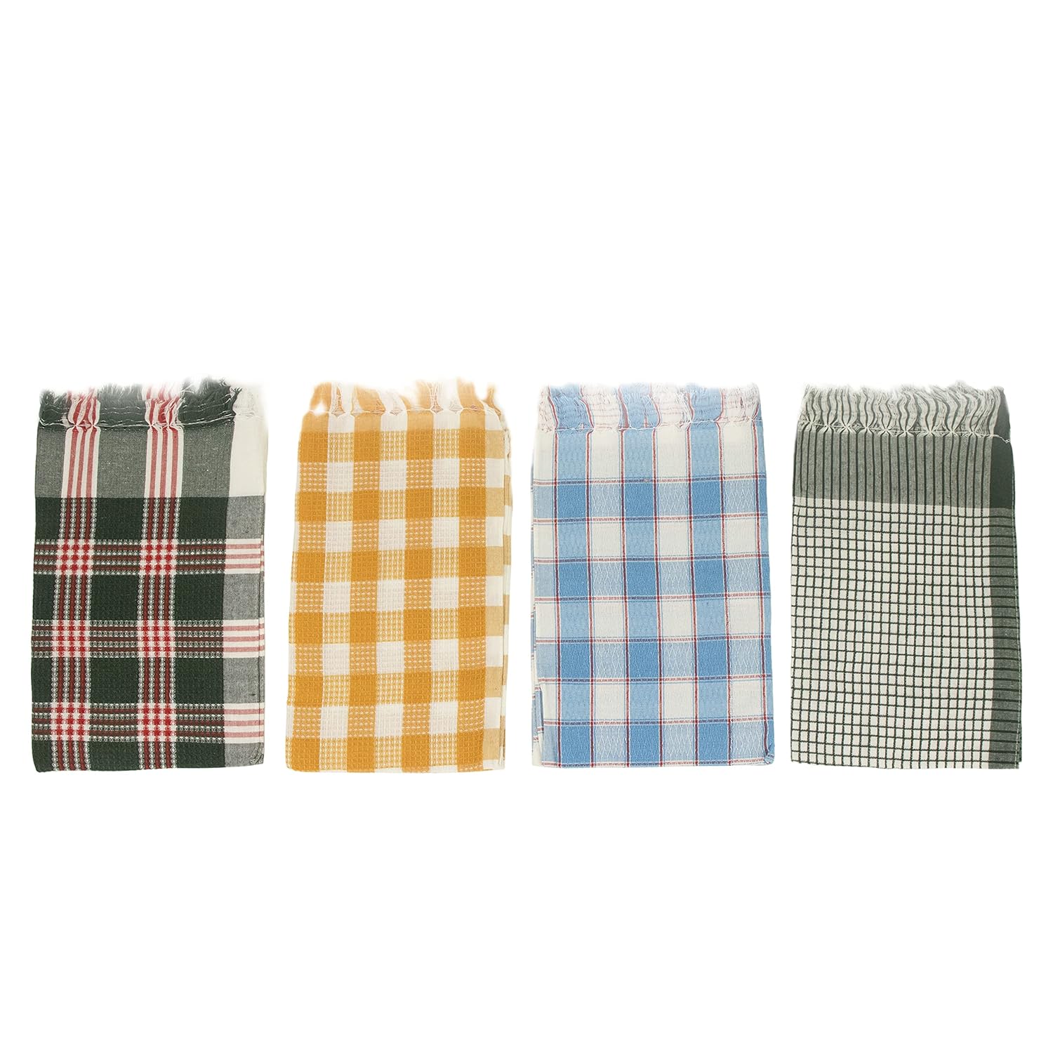 Spillbox Soft Cotton Hand Towel 800 Gsm | Use For Face, Kitchen, Dish Cloth Quick Absorption & Faster Drying (Black, Yellow, Blue & Green)- Pack Of 4